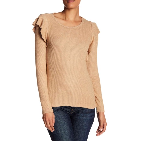Lucky Brand Tops - Lucky Brand Ribbed Knit Ruffle Top